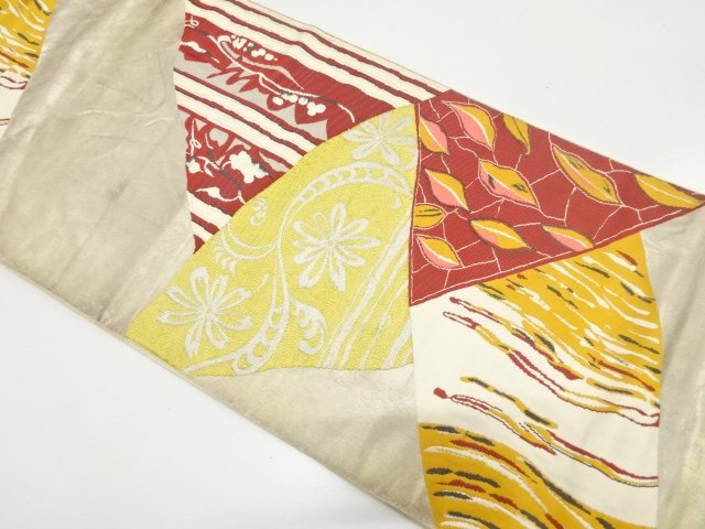 JAPANESE KIMONO / ANTIQUE FUKURO OBI / WOVEN LEAVES